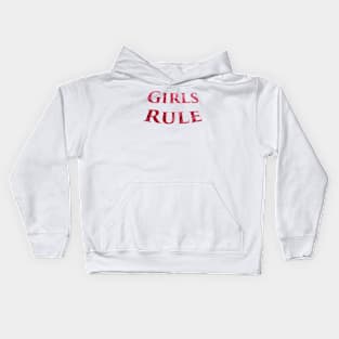 Girls Rule in Pink Flowers - Girl Power Word Art Kids Hoodie